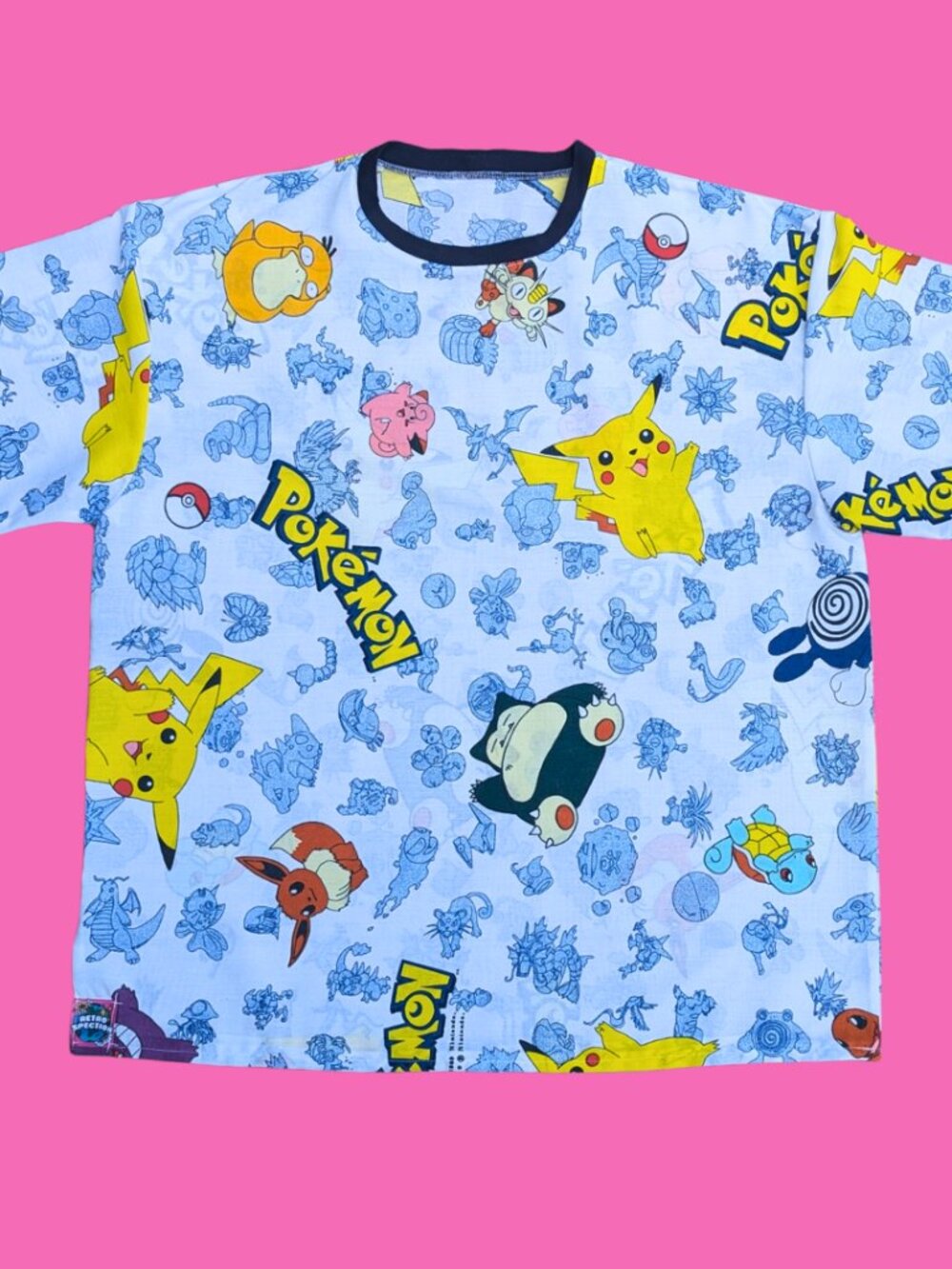 Handmade, Upcycled Pokemon Bedsheet T-Shirt Oversized L-XL, Fitted 2XL